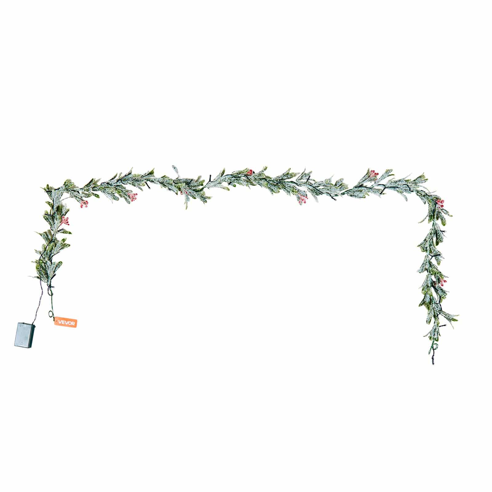 VEVOR 2011 mm Christmas Garland with LED Lights, Realistic Greenery, Olive Leaves & Berries, Indoor/Outdoor Xmas Decor — attēls 11