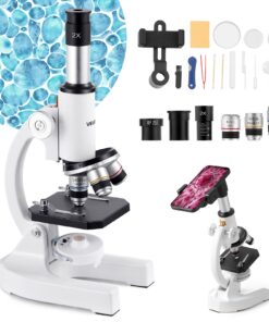 Монокулярный микроскоп VEVOR 40–2000X с LED-подсветкой, держателем для телефона, STEM-набор для школы, лаборатории, дома