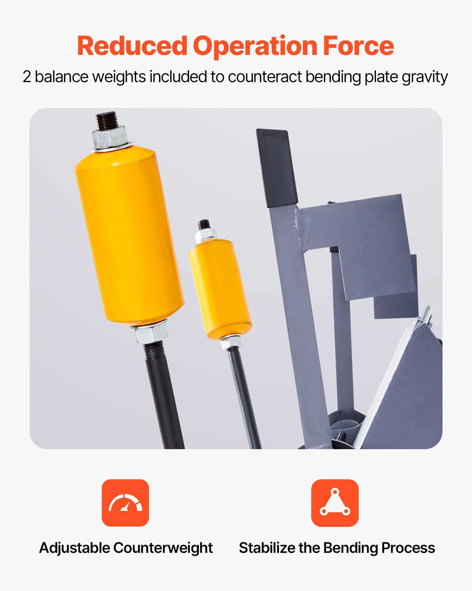 VEVOR 1220 mm Box and Pan Brake, 2.5 mm Steel Capacity, 0–135° Adjustable, 8-Finger Heavy-Duty Bender for Sheet Metal — attēls 5