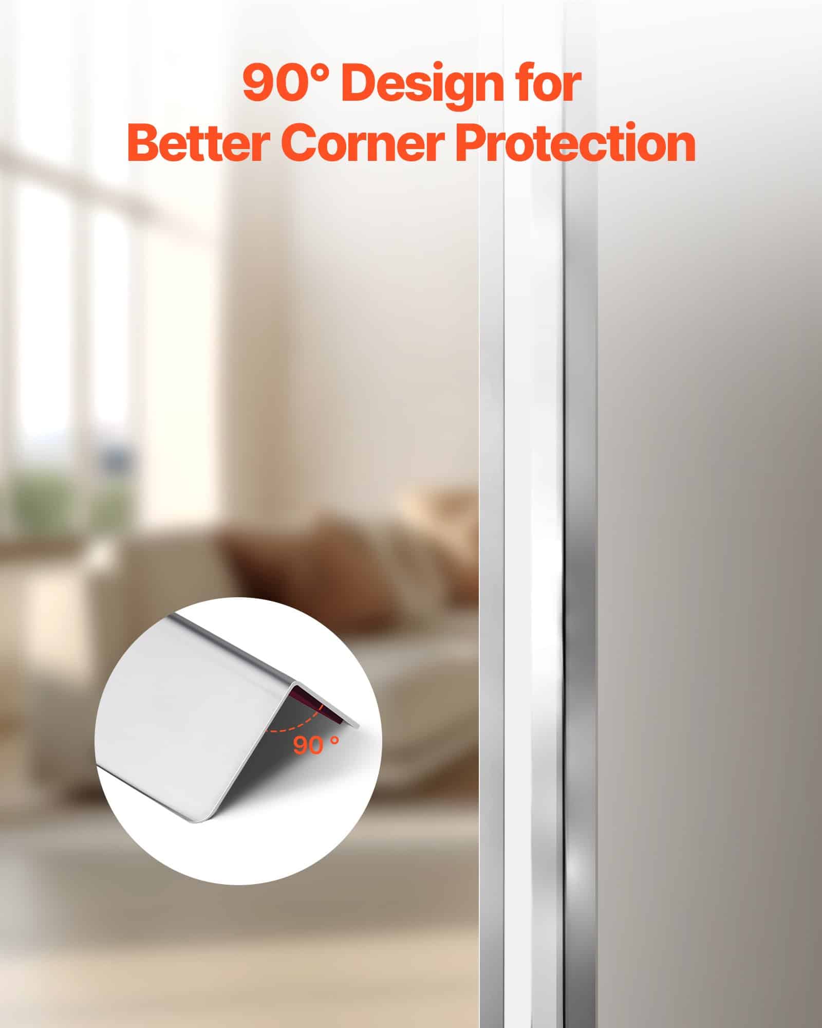 VEVOR 304 Stainless Steel Wall Corner Guards 50x50x1217mm, 10-Pack, 90° Edge Protectors with 3M Tape for Home & Commercial Use — изображение 4