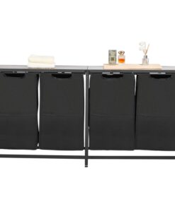 VEVOR 4 sekcijų skalbinių rūšiavimo įrenginys su metaliniu rėmeliu, 4 nuimami 600D Oxford Bags & Wooden Top, 184L talpos, drabužių laikymui