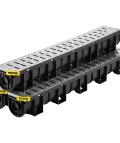 VEVOR дренажна система 150x130 мм з HDPE та металевою решіткою, 3 канали по 100 см, 3 заглушки, для саду, гаража, під'їзду – 3 шт.