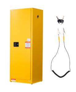 VEVOR 87L uzliesmojošu vielu glabāšanas skapis, tērauda ugunsdrošs skapis ar regulējamām plauktiem, dzeltens, industriālai lietošanai