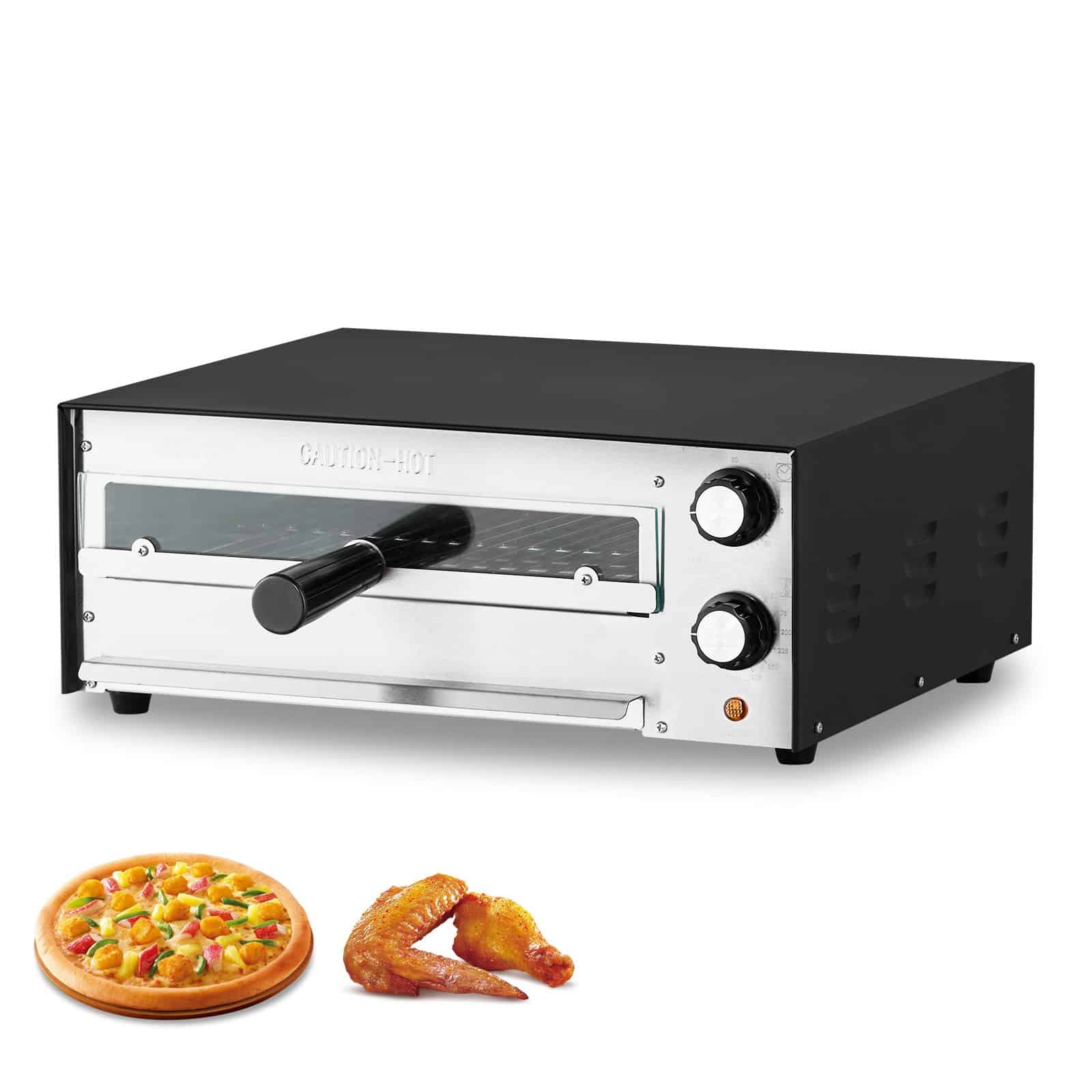 VEVOR 12" elektriline pitsaahi, 1450 W siseruumides tööpinnaga pliit, 300 °C maksimaalne temperatuur, kahekordne küte, taimer ja temperatuuri reguleerimine, lihtne puhastada