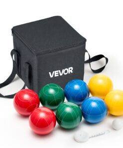 VEVOR Bocce Ball Set 100 mm – 8 Resin Balls, Pallino, Bag & Rope – Outdoor Game for 2–8 Players, Beach/Lawn/Backyard Fun