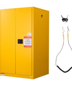 VEVOR 246x86x165 cm 246L uzliesmojošu vielu skapis ar regulējamām plauktiem, tērauda, ugunsdrošs, rūpnieciskiem nolūkiem, dzeltens