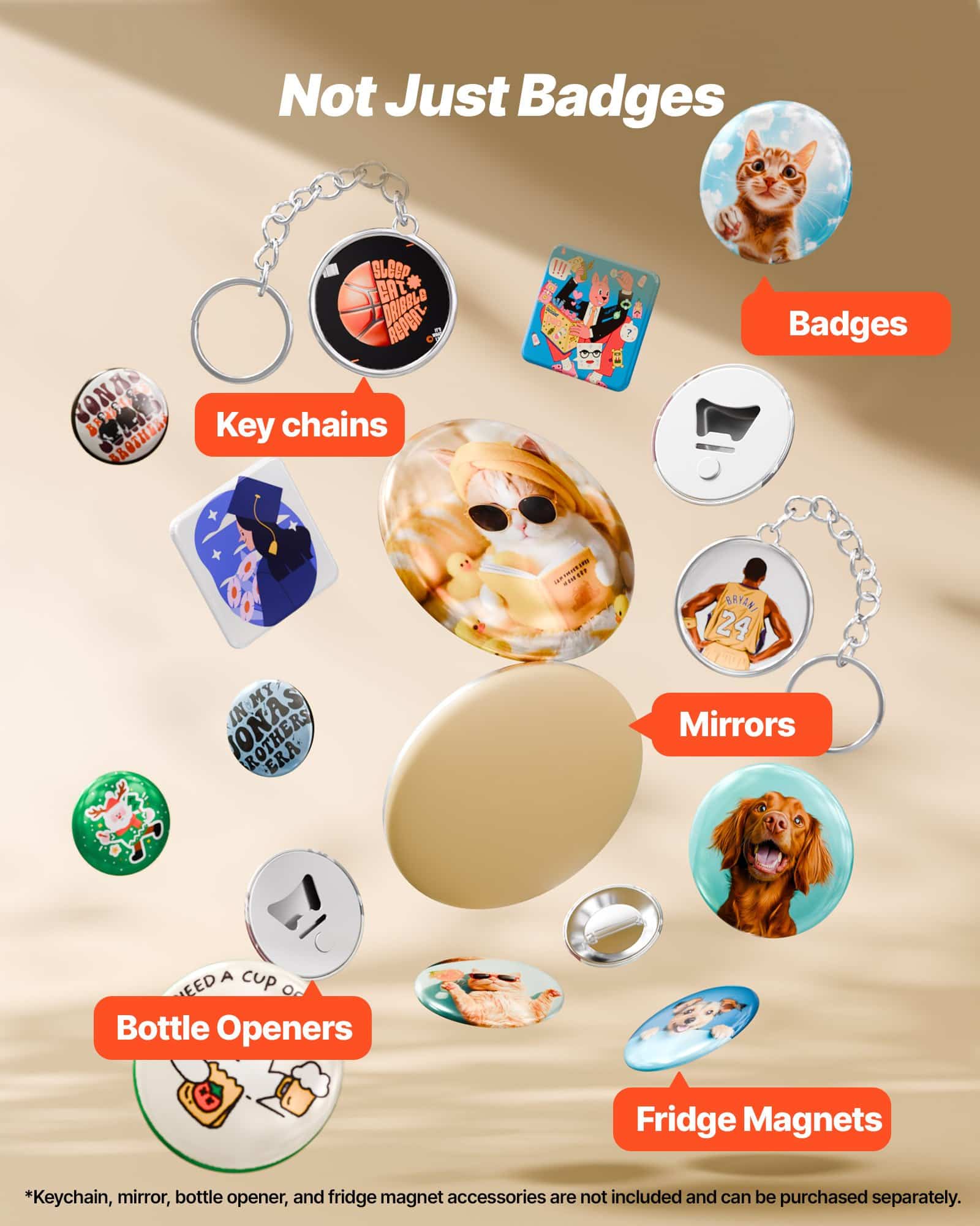 VEVOR 58mm Button Maker Machine with 100 Parts, Circle Cutter & Tools, DIY Badge & Pin Press for Crafts, Red — Attēls 6