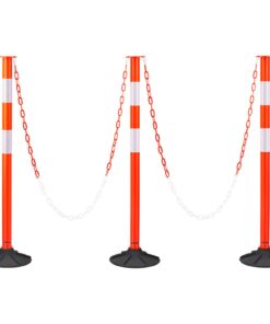 VEVOR 3-Pack 871 mm Traffic Delineator Posts with Weighted Base, Reflective Strips & Chain for Construction & Crowd Control