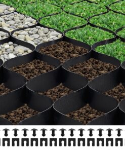 VEVOR HDPE ґратка для гравію 2 дюйми, 8200x1200 мм, навантаження 8850 кг/м², проникний стабілізатор ґрунту для під'їздів, садів, схилів