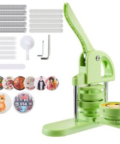 VEVOR 75mm Button Maker Machine with 100 Parts, Circle Cutter & DIY Magic Book, Ergonomic Handle – For Badges, Pins, Keychains