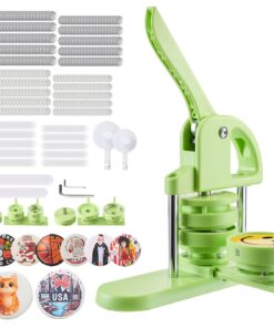 VEVOR 2-in-1 Button Maker Machine 32mm/58mm with 200 Parts, Cutter & Magic Book, DIY Badge & Pin Maker, Green
