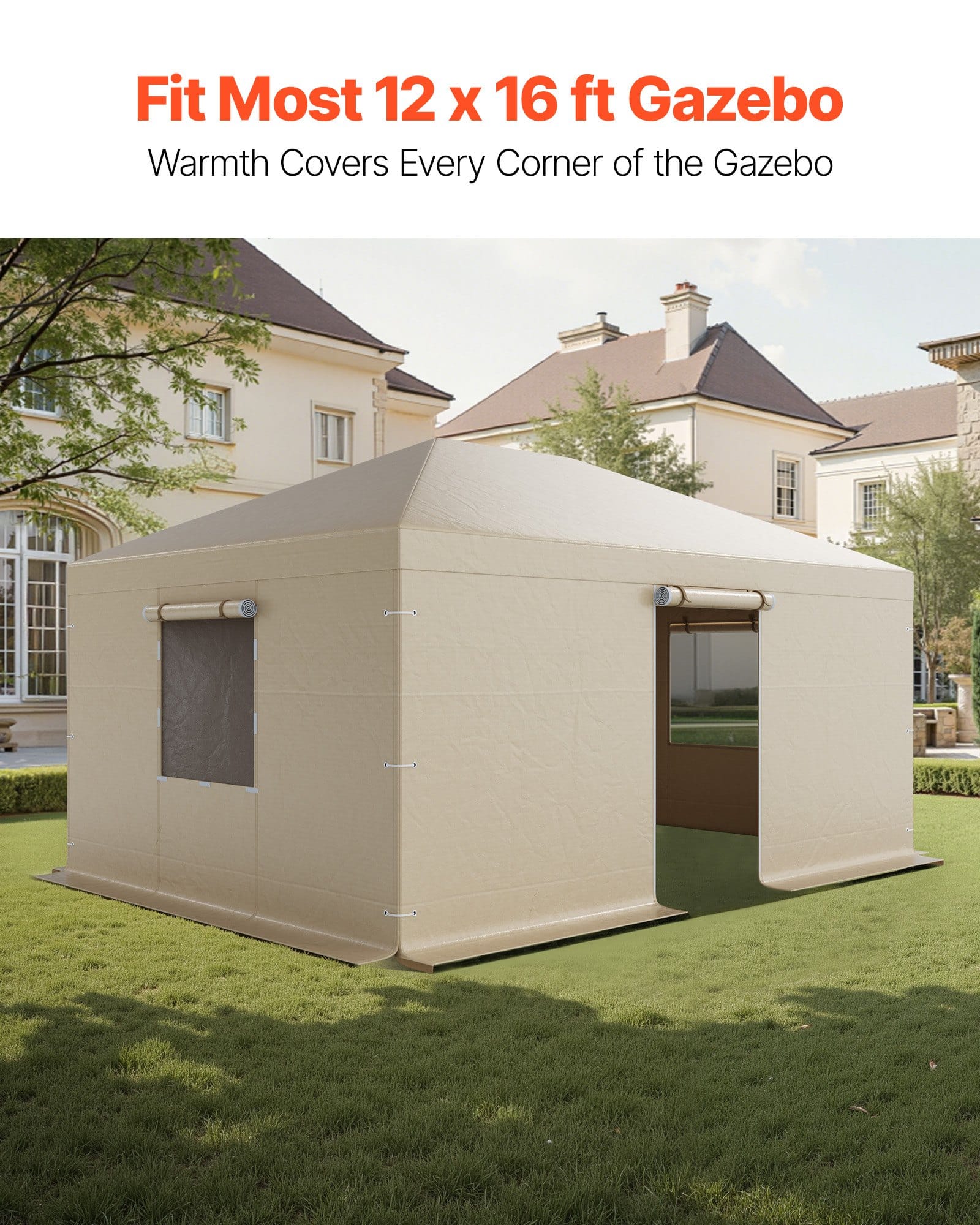 VEVOR Winter Gazebo Cover for 3.68x4.9 m Hardtop Gazebos, Waterproof PE with Sidewalls, Windows & Door, All-Weather Shelter — изображение 2