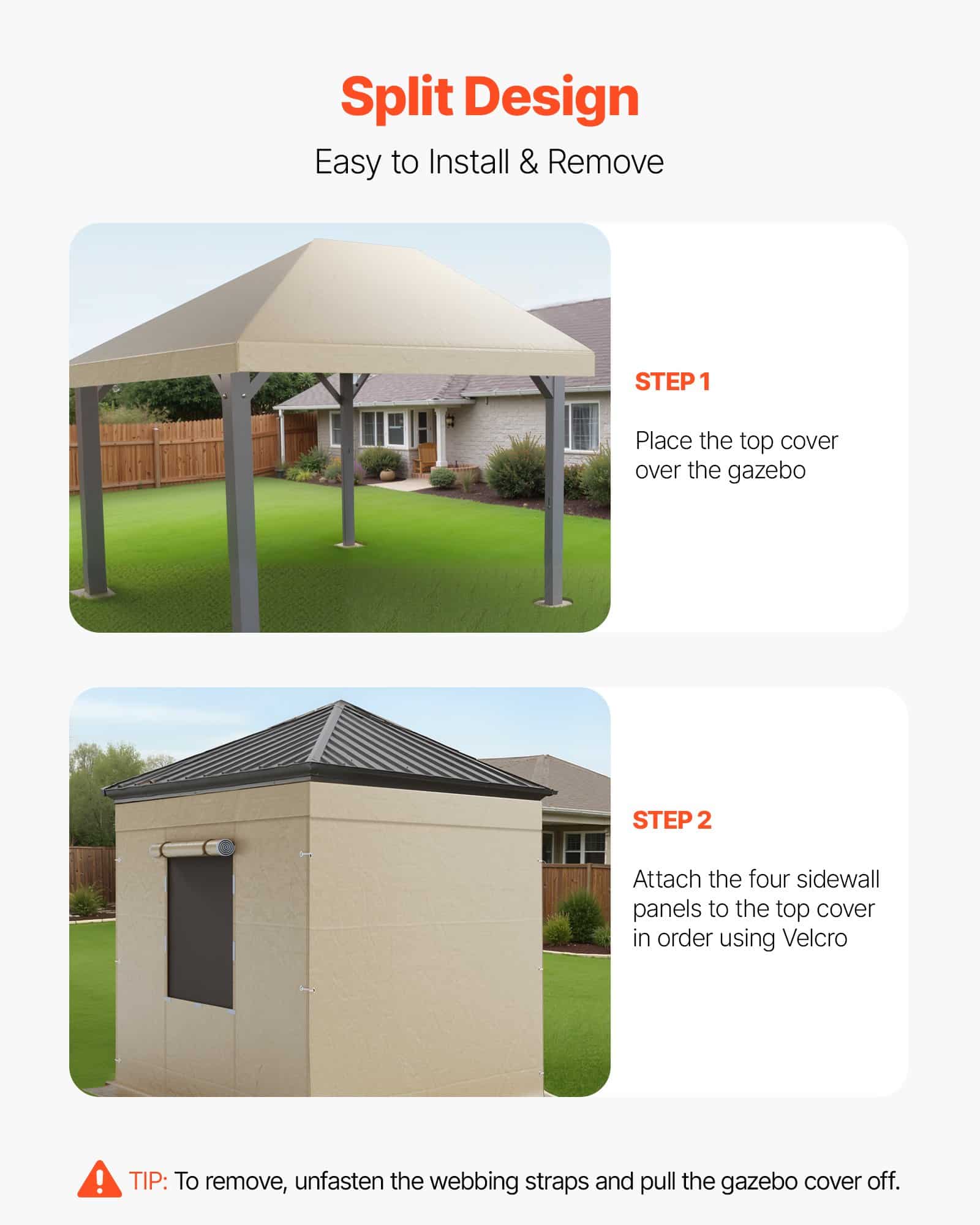 VEVOR Winter Gazebo Cover for 3.68x4.9 m Hardtop Gazebos, Waterproof PE with Sidewalls, Windows & Door, All-Weather Shelter — изображение 6