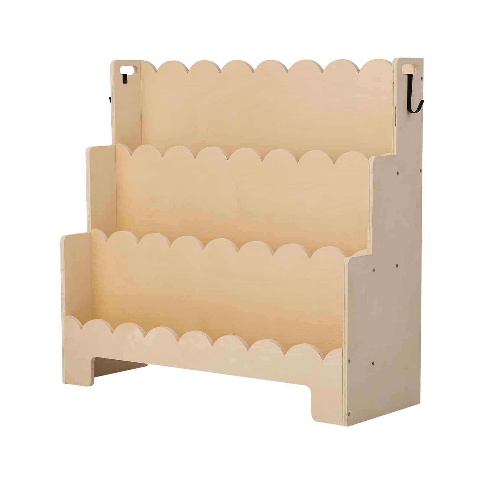VEVOR 3-Tier Montessori Kids Bookshelf with Scalloped Design and Hooks – Front-Facing Wooden Bookcase for Toddlers & Preschool - Зображення 10