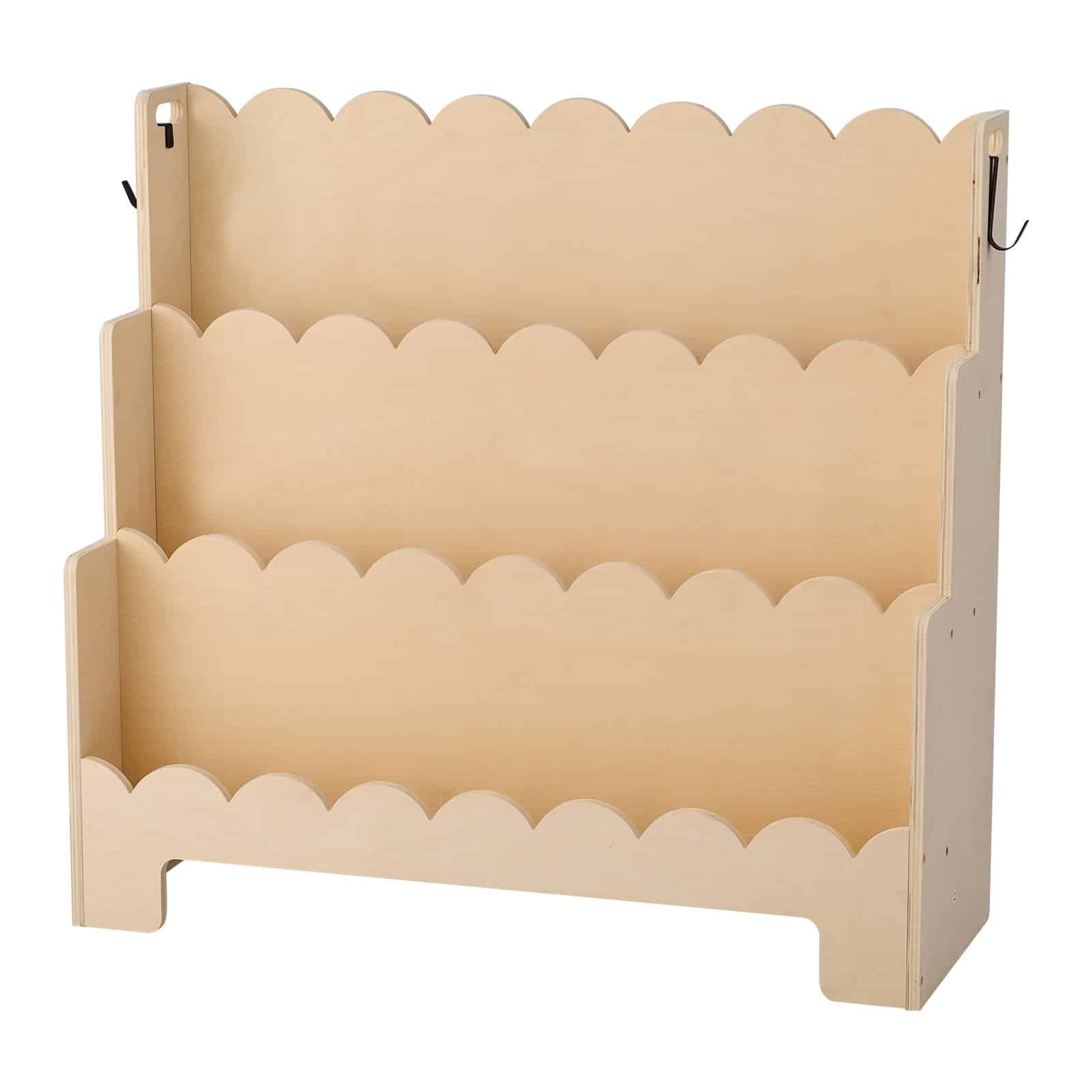VEVOR 3-Tier Montessori Kids Bookshelf with Scalloped Design and Hooks – Front-Facing Wooden Bookcase for Toddlers & Preschool - Зображення 11