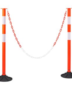 VEVOR 2-Pack 871 mm Traffic Delineator Posts with Weighted Base, Reflective Strips & Chain for Crowd Control & Safety, Red