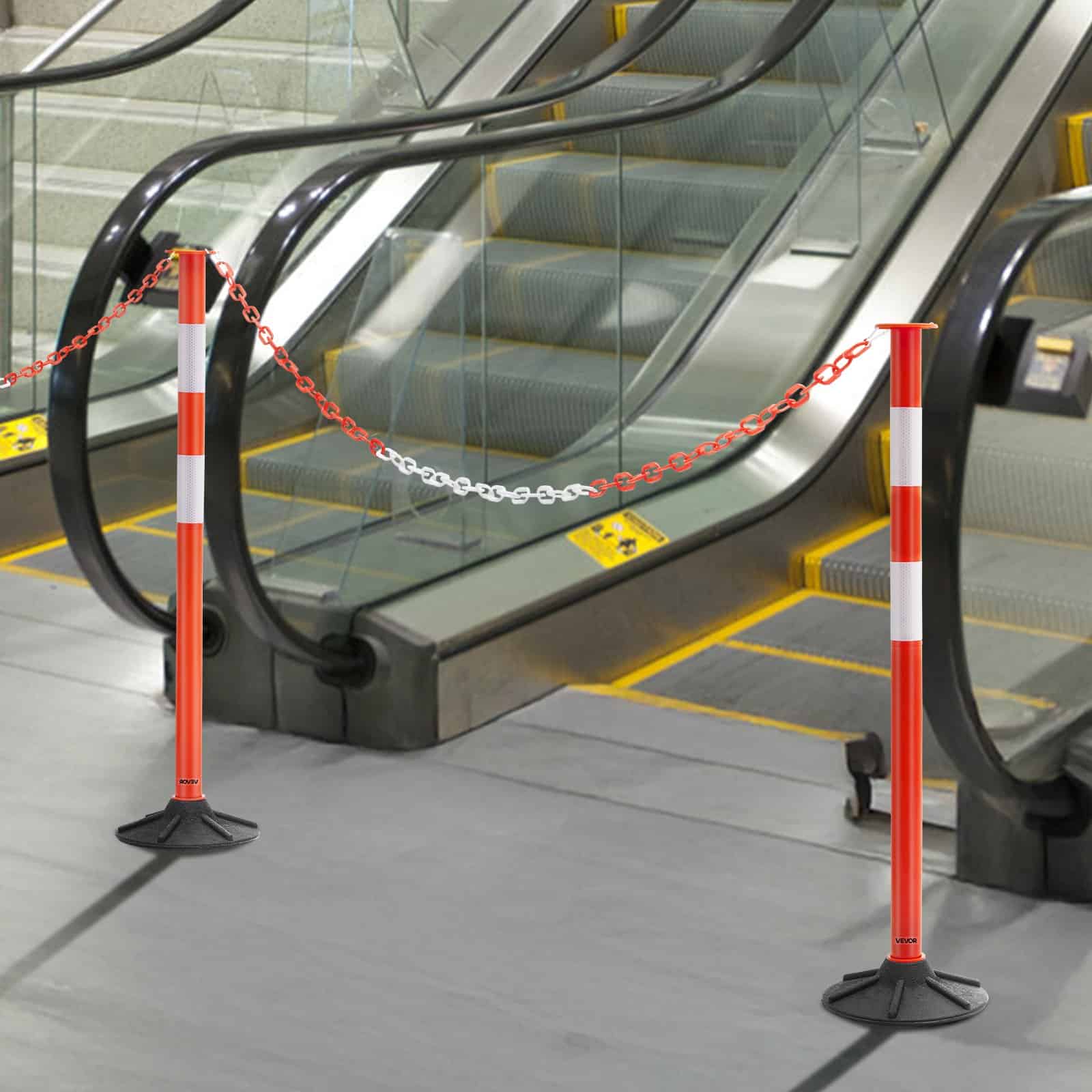 VEVOR 4-Pack 871 mm Traffic Delineator Posts with Weighted Base, Reflective Strips & Chain for Safety & Crowd Control, Red — attēls 8