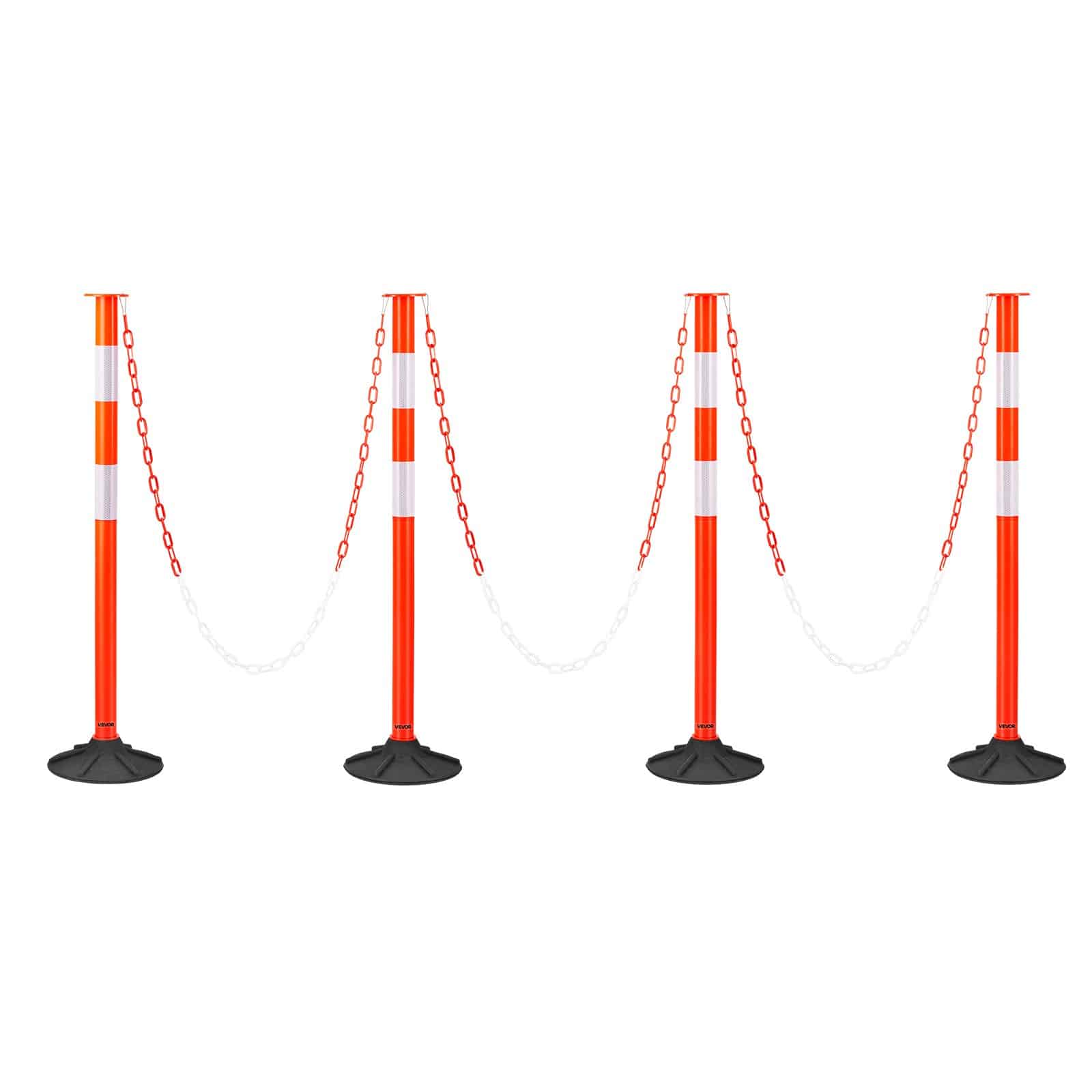 VEVOR 4-Pack 871 mm Traffic Delineator Posts with Weighted Base, Reflective Strips & Chain for Safety & Crowd Control, Red — attēls 10
