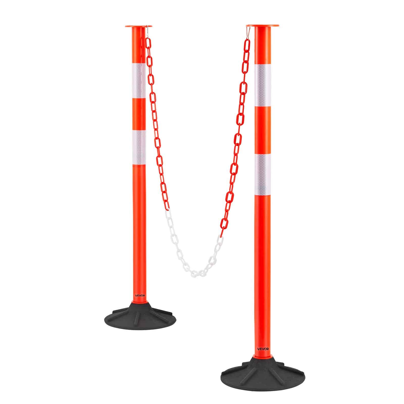 VEVOR 4-Pack 871 mm Traffic Delineator Posts with Weighted Base, Reflective Strips & Chain for Safety & Crowd Control, Red — attēls 11