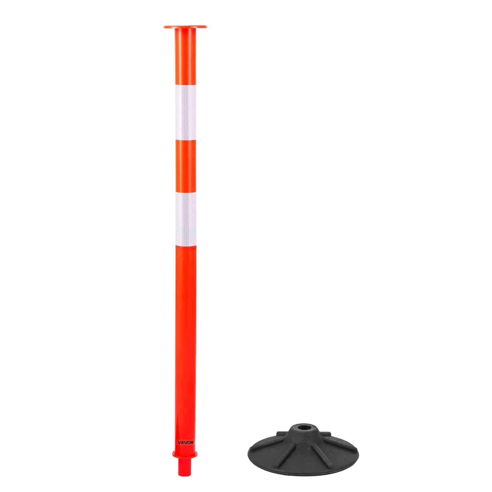 VEVOR 4-Pack 871 mm Traffic Delineator Posts with Weighted Base, Reflective Strips & Chain for Safety & Crowd Control, Red — attēls 12