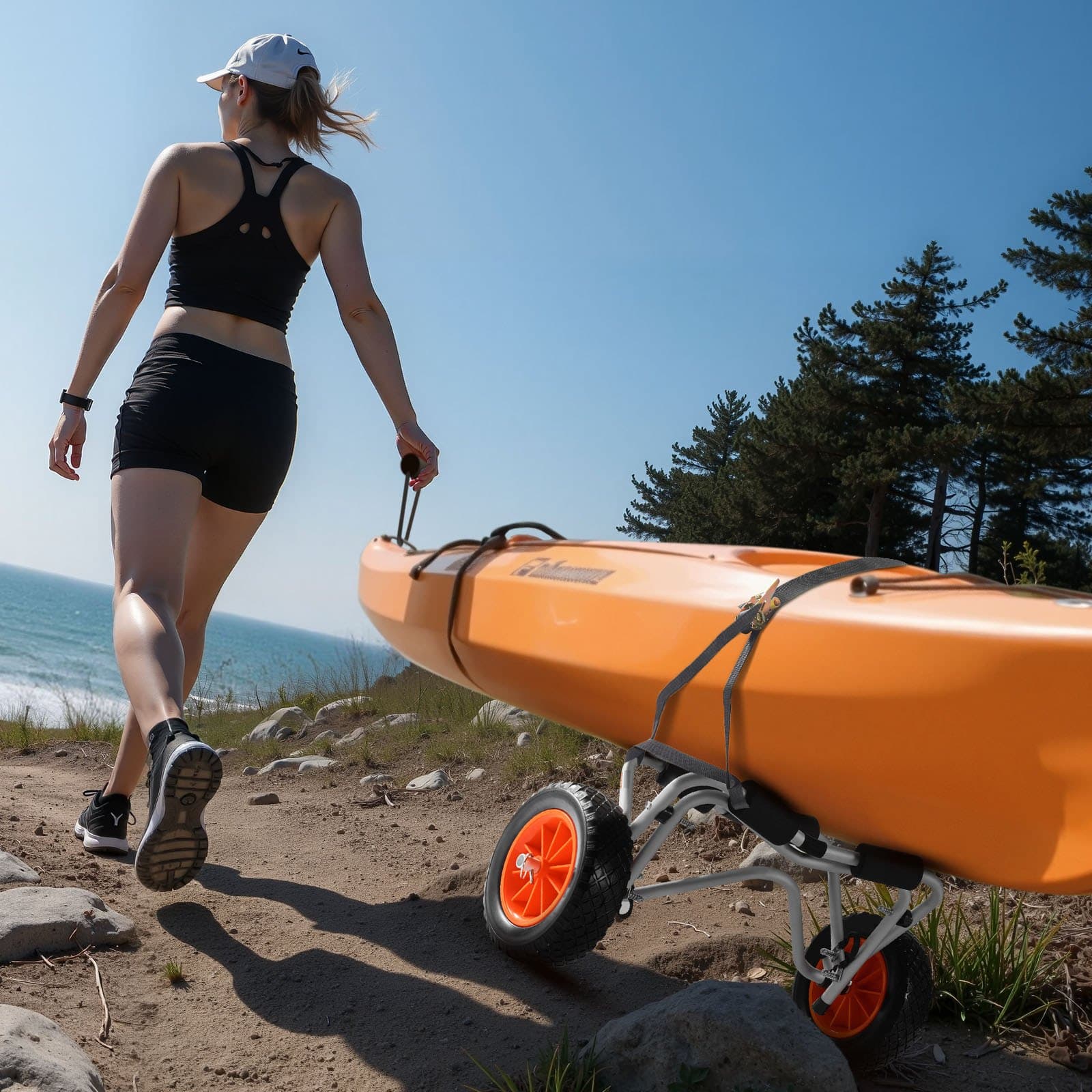 VEVOR Foldable Kayak Cart, 113.4 kg Capacity, 25.4 cm Solid Wheels, Strap Included – For Kayaks, Canoes, Paddleboards — attēls 8