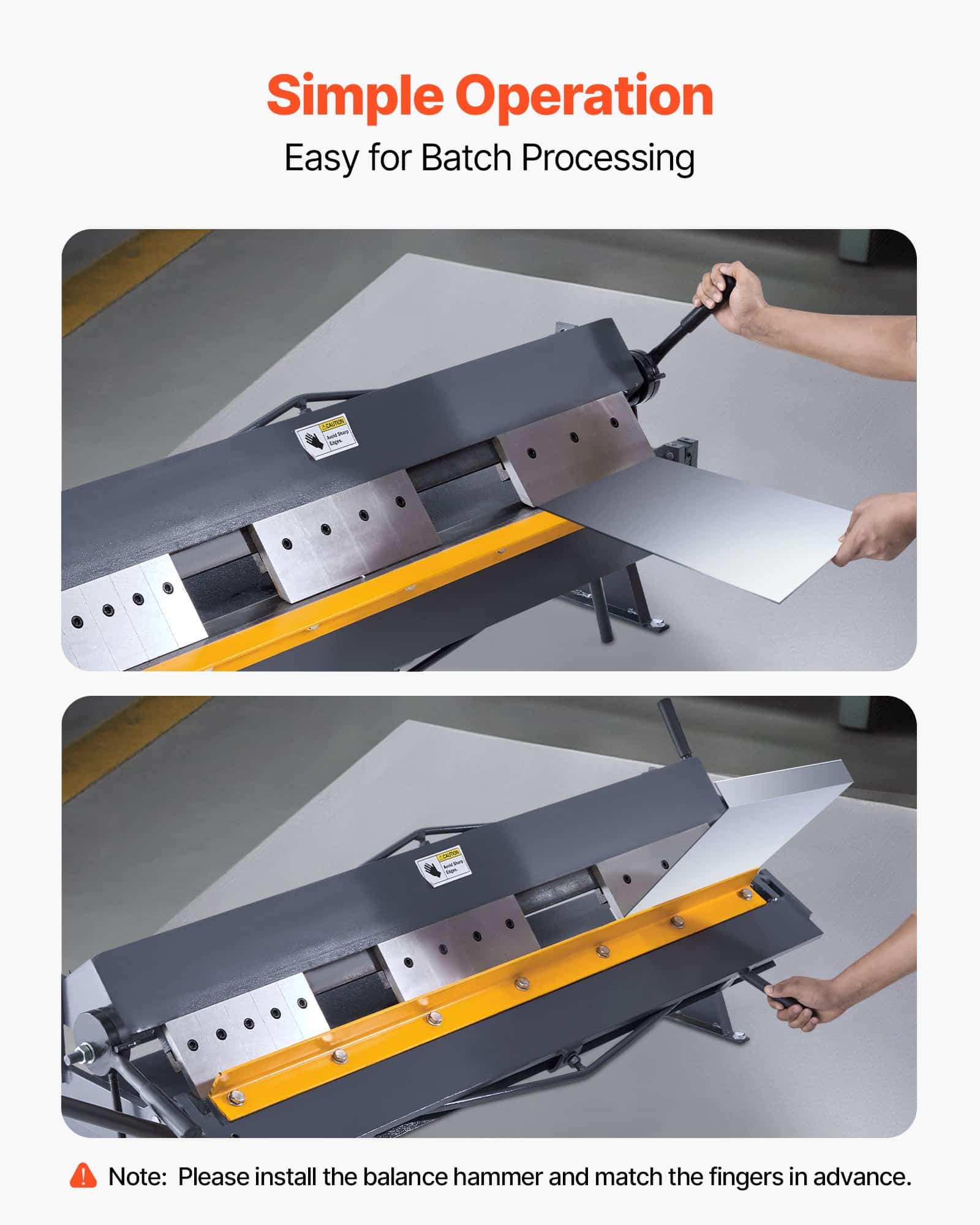VEVOR 1270 mm Sheet Metal Box & Pan Brake, 1.5 mm Mild Steel, 0–135° Adjustable, 16-Finger Heavy-Duty Bender — attēls 6