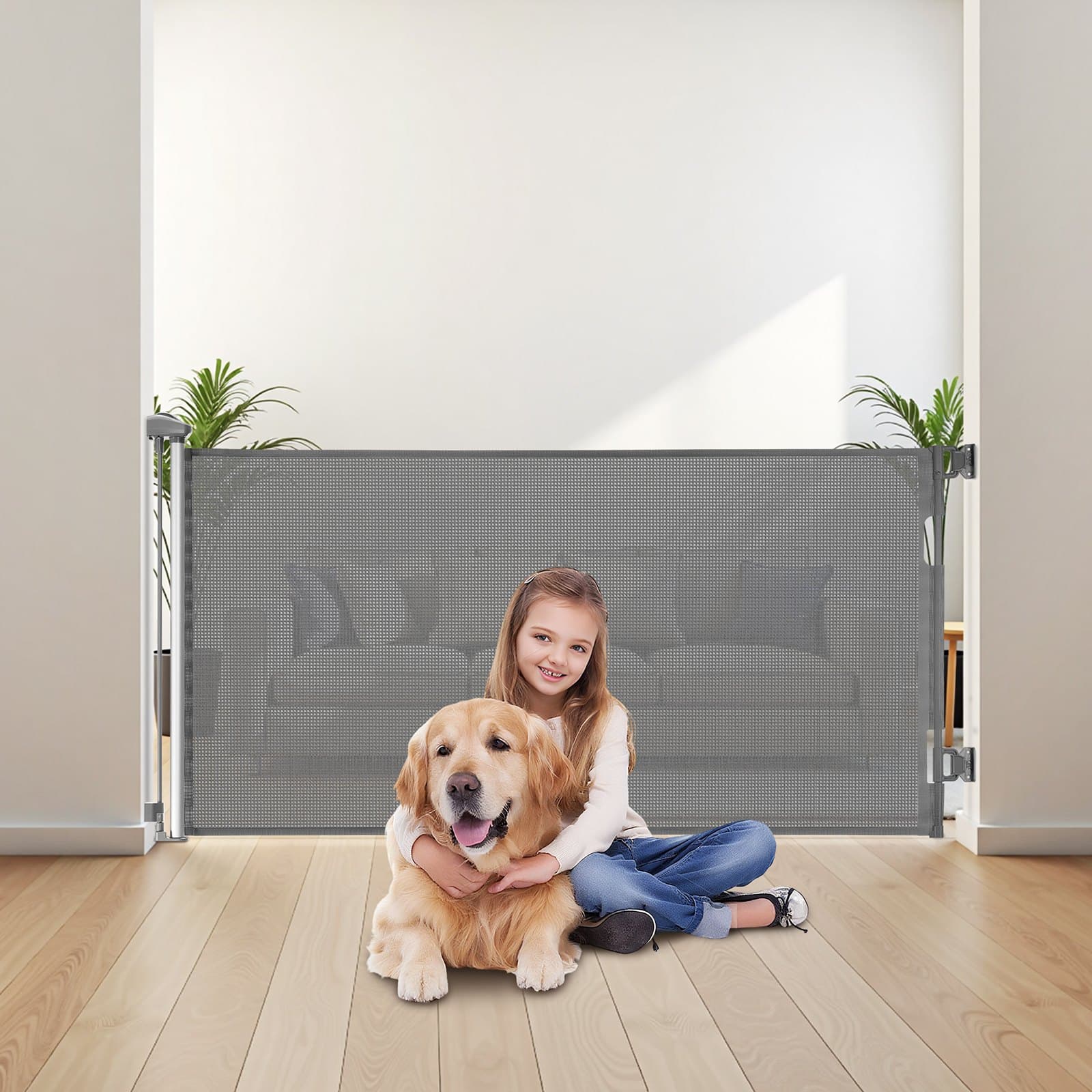 VEVOR Retractable Baby & Pet Gate, 1850 mm Wide, 795 mm Tall, Mesh Barrier with Lock, Indoor/Outdoor, Gray — изображение 8