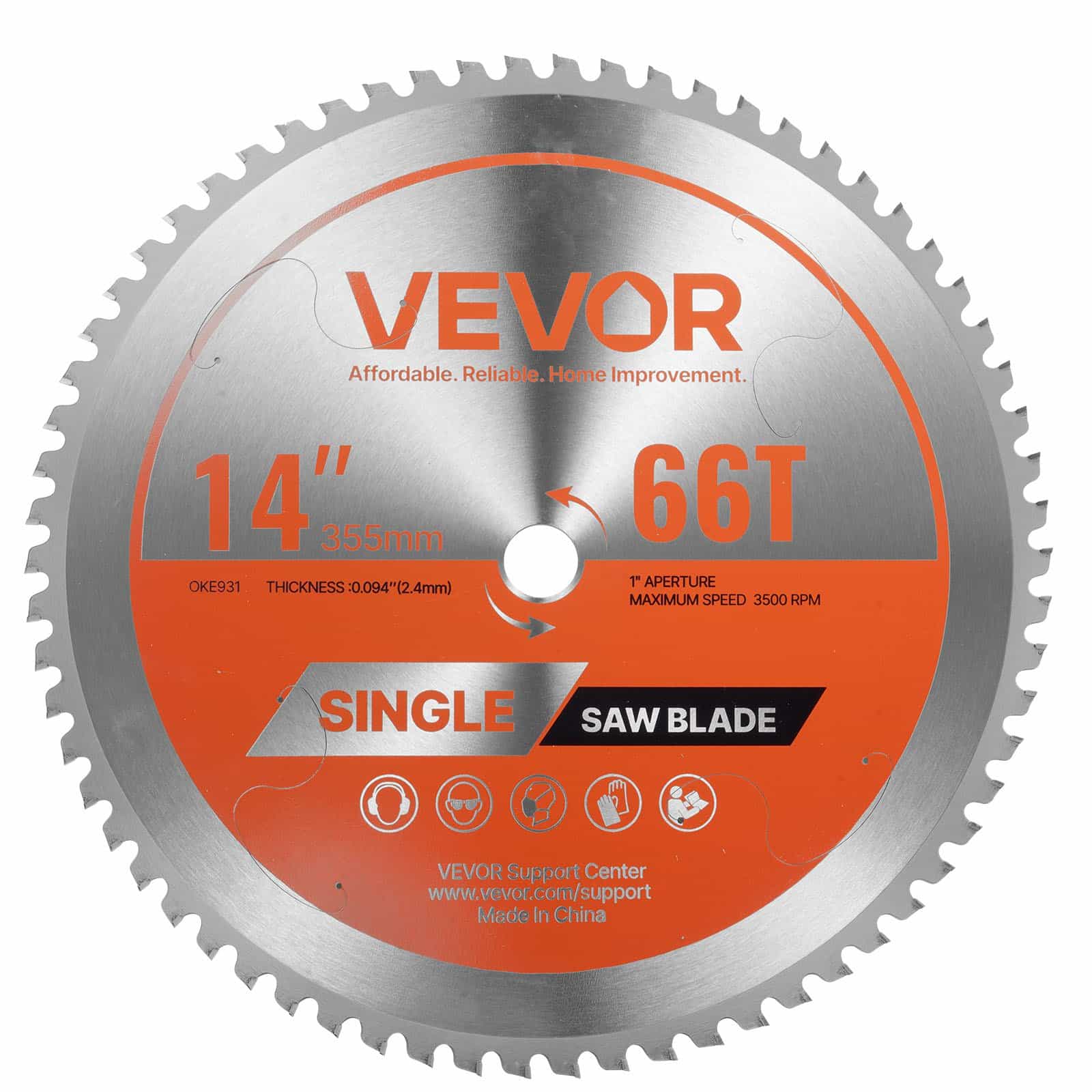 VEVOR 355mm Circular Saw Blade, 66T Alloy Teeth, 25.4mm Arbor, Metal Cutting Blade with Noise-Reducing Vents for Steel & Aluminum — изображение 12