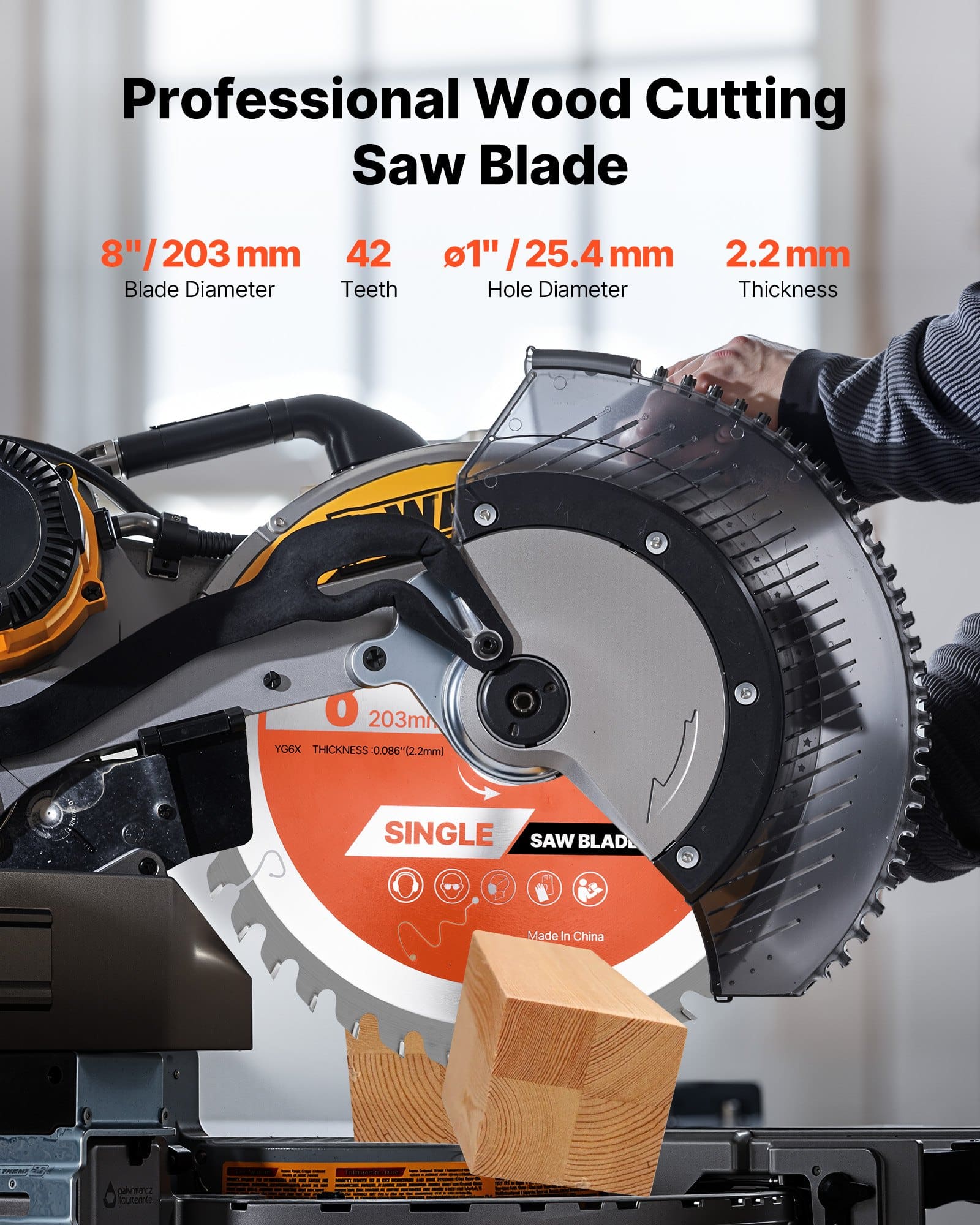 VEVOR 203mm Circular Saw Blade, 42T Alloy, 25.4mm Arbor, Fine Finish, Low Noise, for Wood, Plywood, OSB, Hardwood Cutting - Image 2