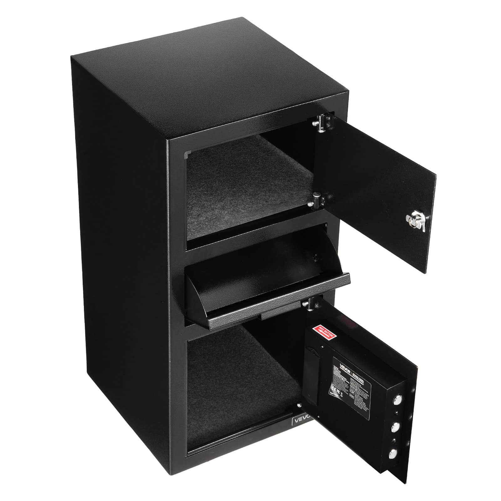 VEVOR 102L Drop Slot Safe with Digital Keypad, Heavy-Duty 3-Tier Cash Depository for Money, Documents, Jewelry, Black - Image 9