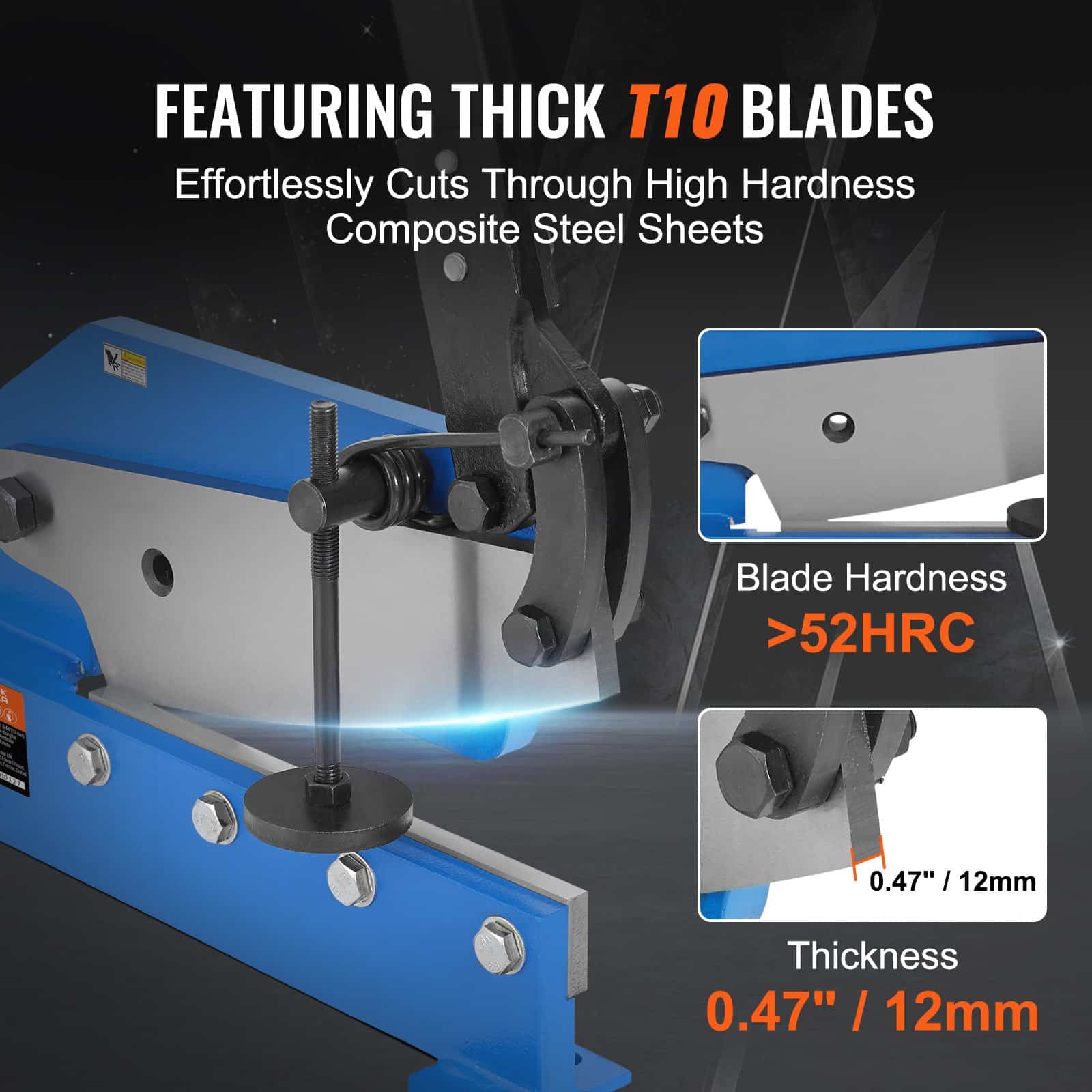 VEVOR 270mm Manual Metal Sheet Shear HS-12, Heavy-Duty T10 Blade Bench ...