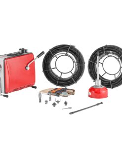 VEVOR 500Вт Електрична Машина для Очищення Труб, 1400RPM, 40м+5м+0.4м Сталеві Кабелі, 6 Насадок, Для Труб 50–110мм