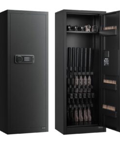 VEVOR 6 thr8 Gun Safe для гвинтівок і пістолетів, цифровий сенсорний замок, 3 слоти для боєприпасів, 2 регульовані стійки, сталевий антипригарний кабінет