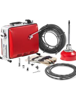 VEVOR 390W Electric Drain Cleaner Machine with 3 Steel Cables & 6 Cutters, Fits 50–110mm Pipes, 1400RPM Sewer Snake