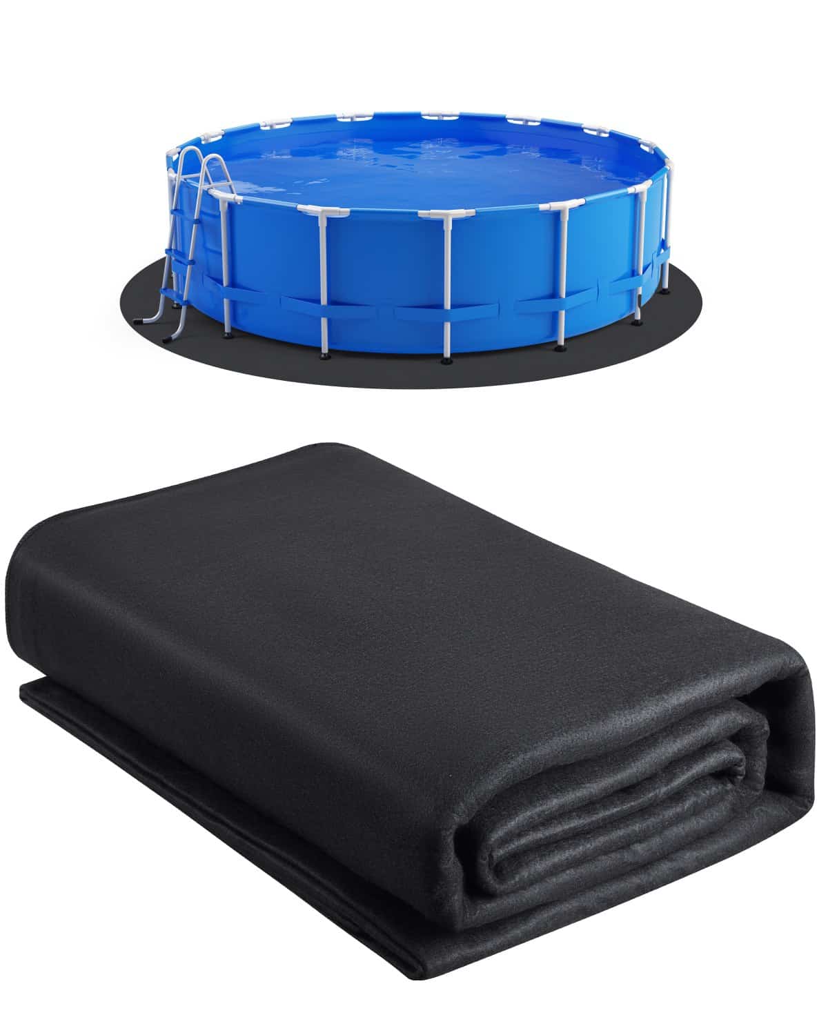 VEVOR 4.6m Round Extra-Thick Pool Liner Pad for Above Ground Pools, Recycled Geotextile Underlay, Puncture Resistant Mat