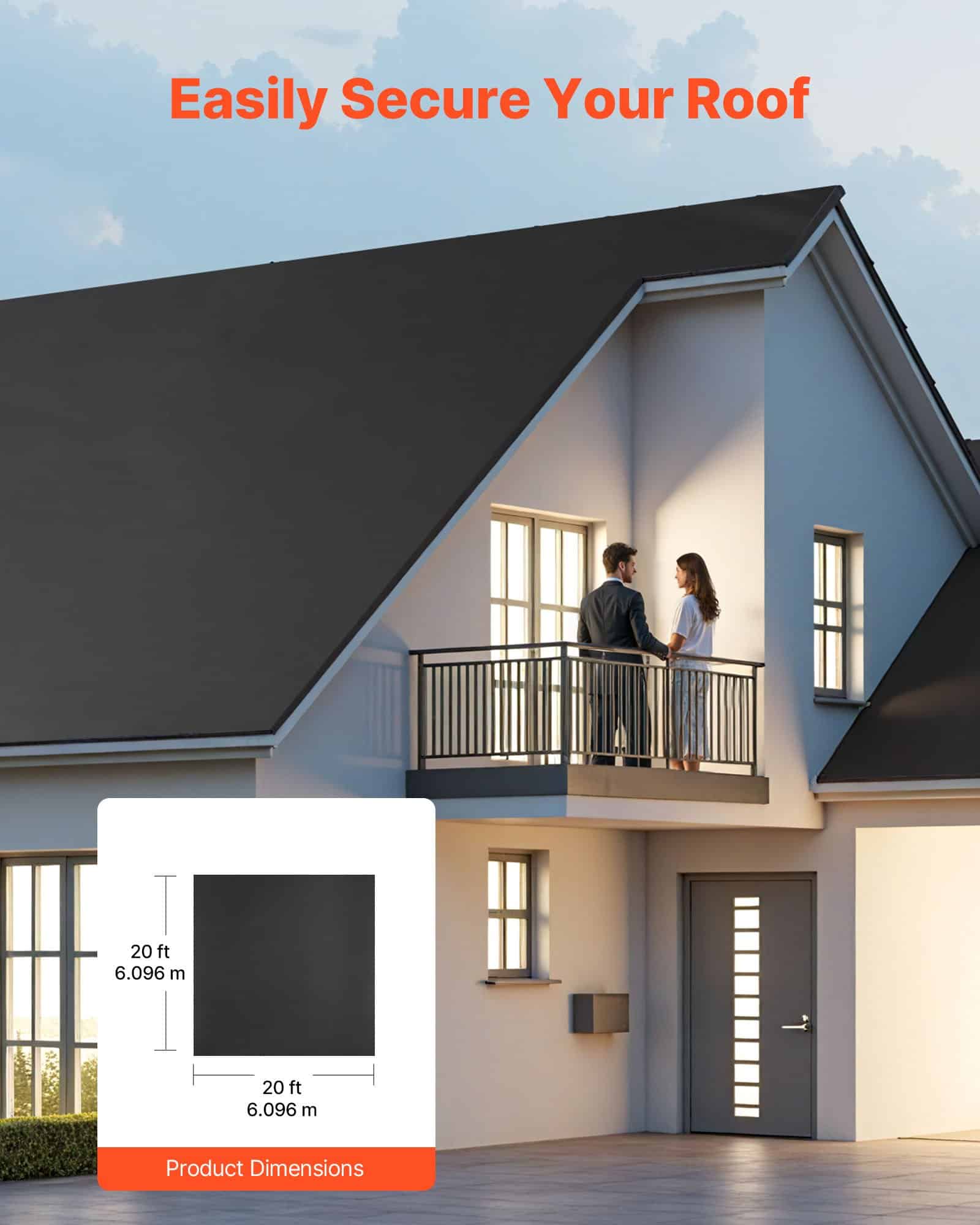 VEVOR EPDM Rubber Roofing Membrane 6.1x6.1m, 1.14mm Thick, Waterproof, UV Resistant, Easy Install, for Roofs, RVs, Ponds - Image 3