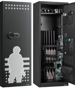 VEVOR 10 es12 Rifle Gun Safe, сталева довга шафа з цифровим сенсорним замком, 4 пістолетні мішечки, світлодіодне світло, сигналізація та безшумний режим