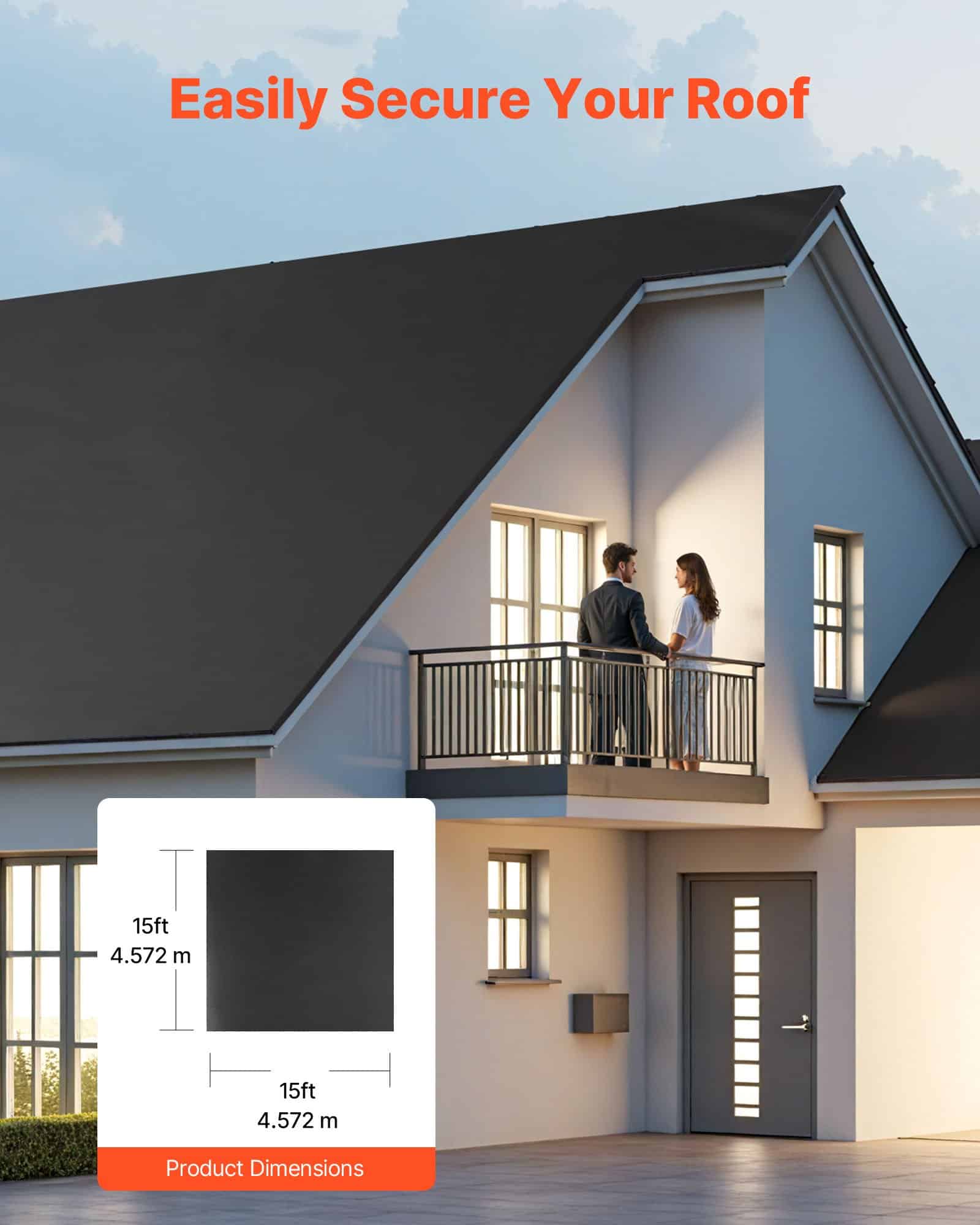 VEVOR EPDM Rubber Roofing Membrane 4.57x4.57 m, 1.14 mm Thick - Weatherproof, Flexible, Easy Install for Roofs, RVs, Ponds – Paveikslėlis 3