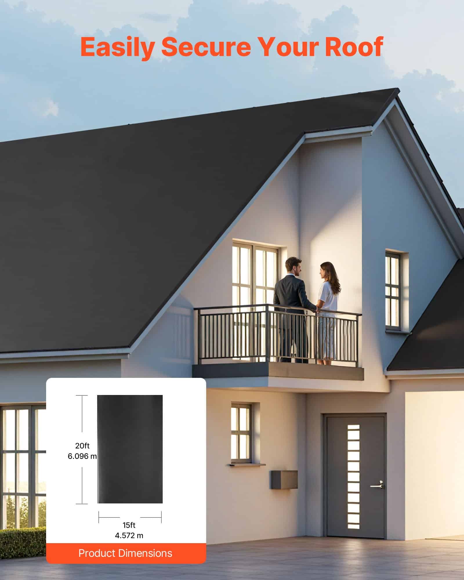 VEVOR EPDM Rubber Roofing Membrane 4.57x6.10m, 1.14mm Thick, Waterproof & Weather-Resistant for Roofs, RVs, Ponds – Paveikslėlis 3