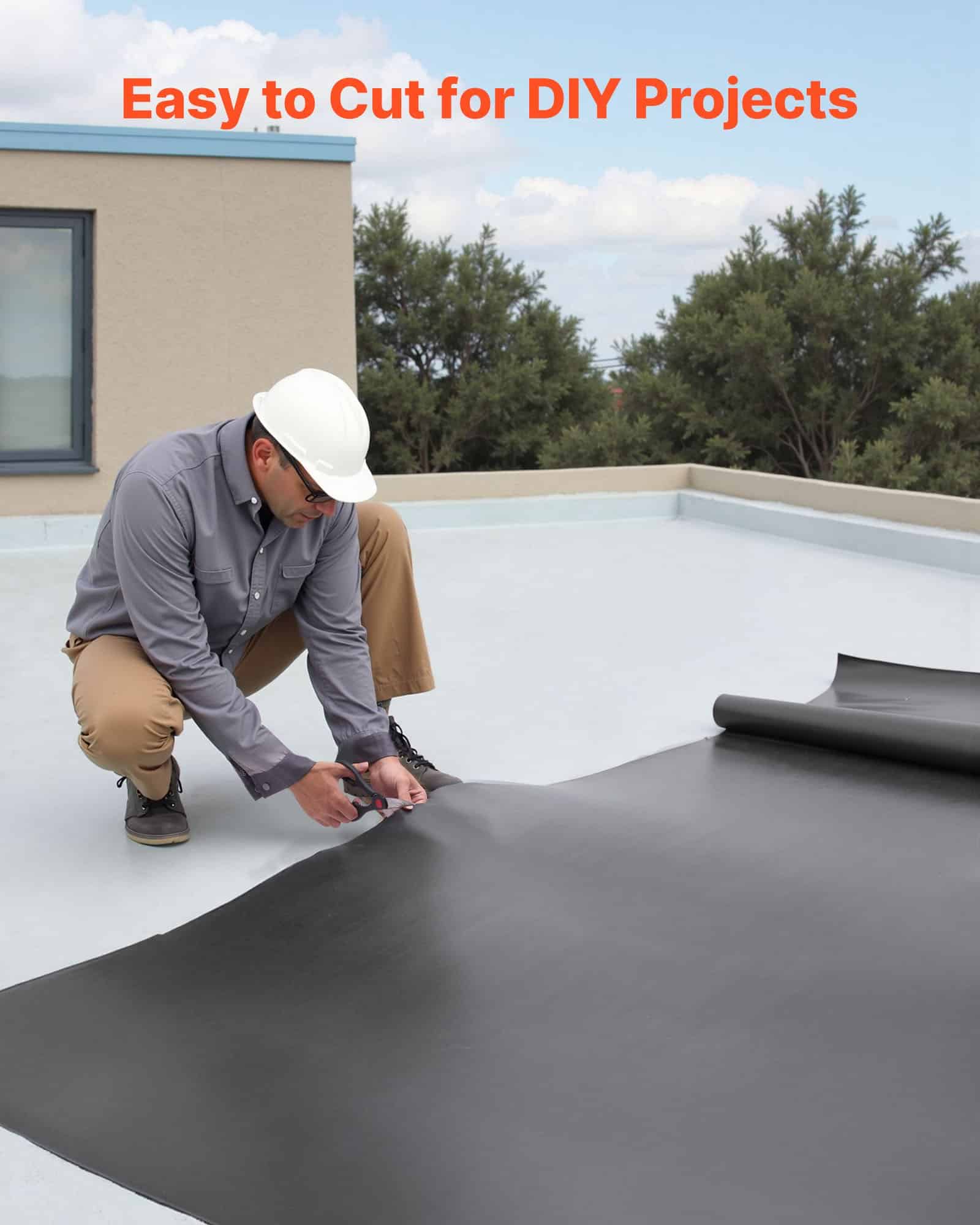 VEVOR EPDM Rubber Roofing Membrane 4.57x6.10m, 1.14mm Thick, Waterproof & Weather-Resistant for Roofs, RVs, Ponds – Paveikslėlis 5