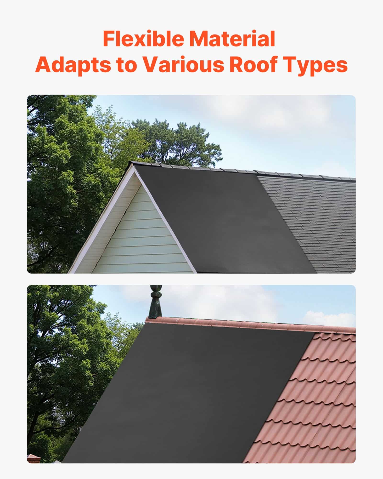 VEVOR EPDM Rubber Roofing Membrane 4.57x6.10m, 1.14mm Thick, Waterproof & Weather-Resistant for Roofs, RVs, Ponds – Paveikslėlis 6