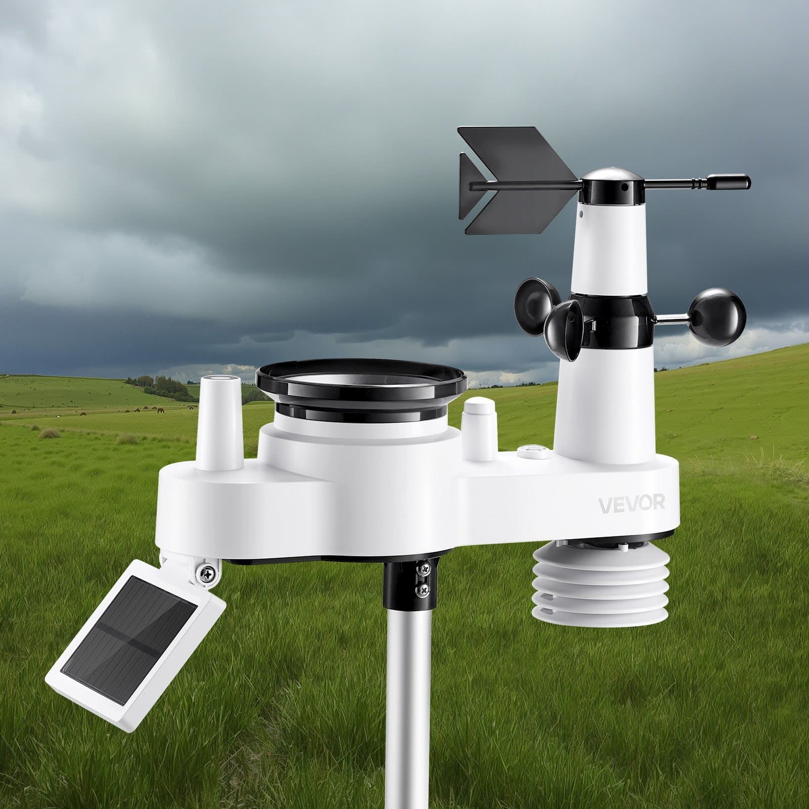 VEVOR 7-in-1 Wi-Fi Weather Station with 178 mm TFT Display, Solar Wireless Sensor, Rain Gauge, Indoor/Outdoor Forecast - Зображення 8