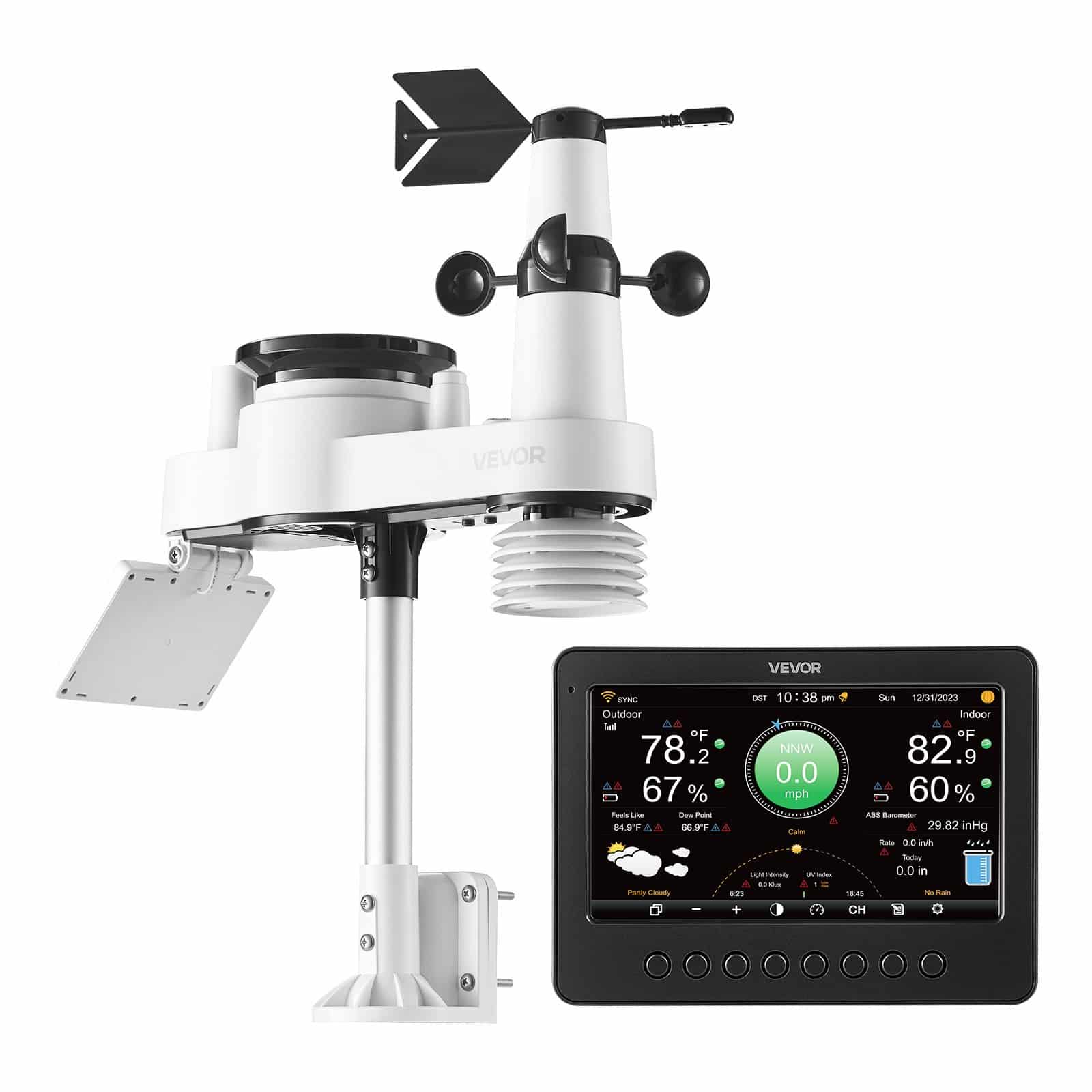 VEVOR 7-in-1 Wi-Fi Weather Station with 178 mm TFT Display, Solar Wireless Sensor, Rain Gauge, Indoor/Outdoor Forecast - Зображення 11