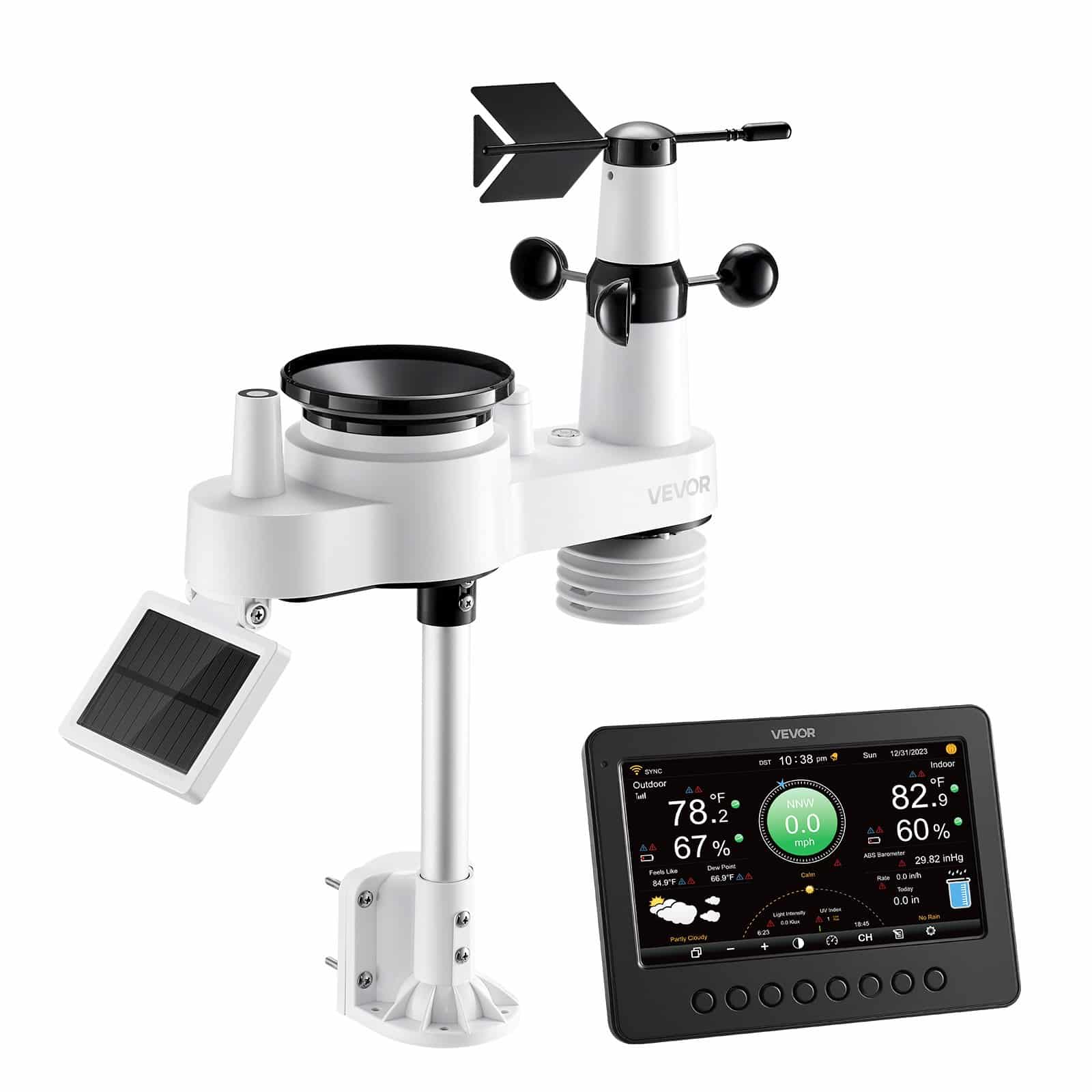 VEVOR 7-in-1 Wi-Fi Weather Station with 178 mm TFT Display, Solar Wireless Sensor, Rain Gauge, Indoor/Outdoor Forecast - Зображення 9