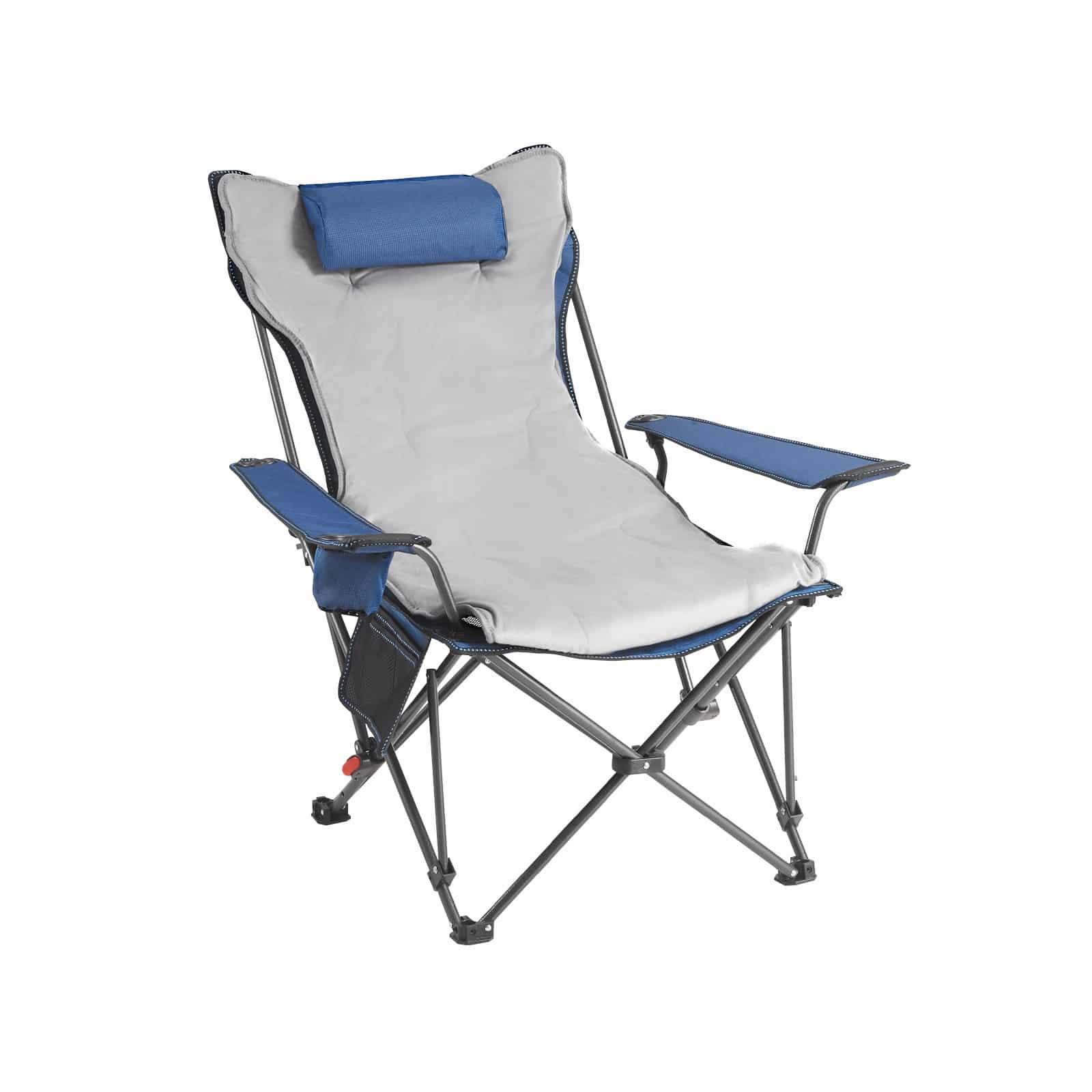 VEVOR Reclining Camping Chair with Footrest, 4-Position Adjustable, Folding Mesh Lounger with Cushion, 100 kg Capacity, Blue — attēls 10