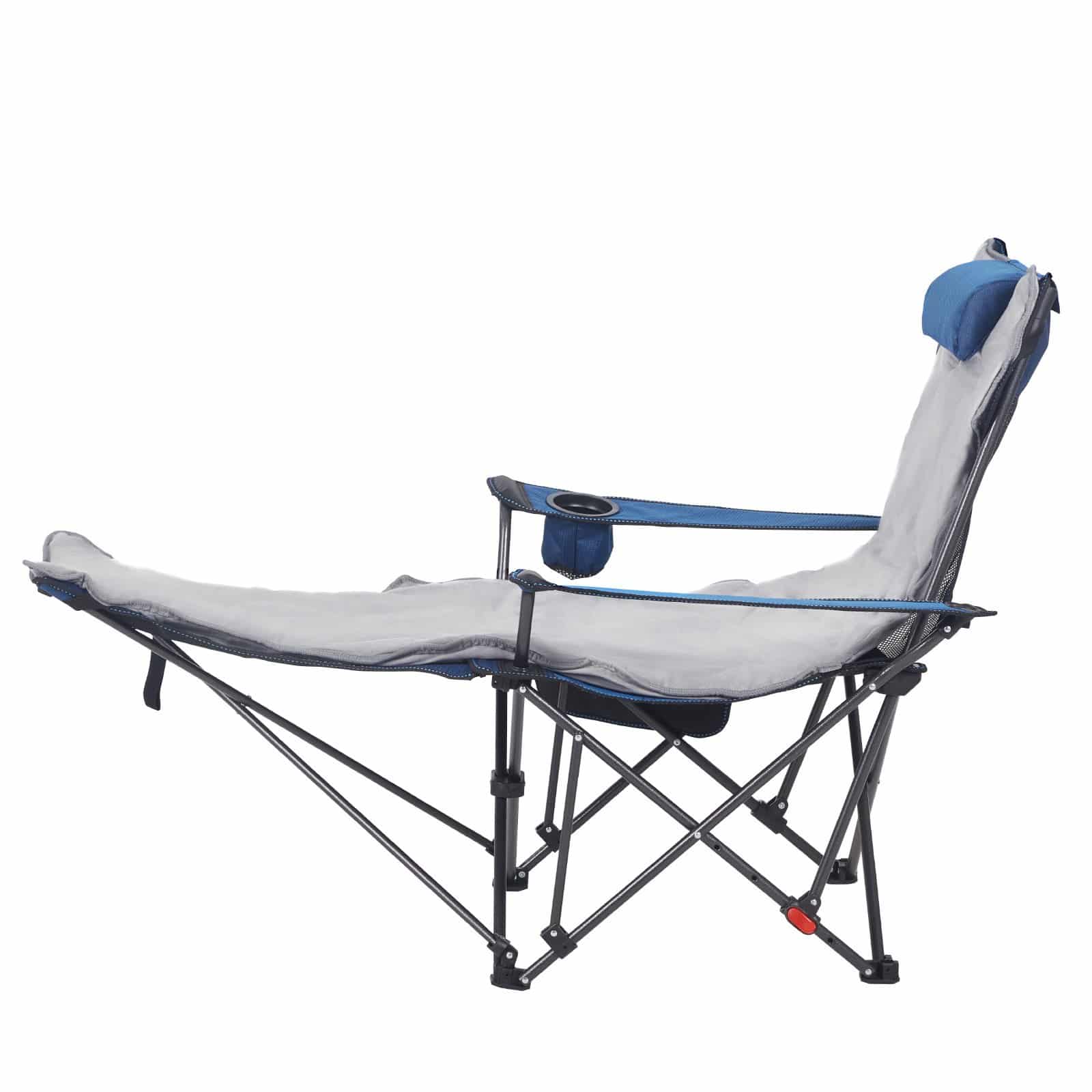 VEVOR Reclining Camping Chair with Footrest, 4-Position Adjustable, Folding Mesh Lounger with Cushion, 100 kg Capacity, Blue — attēls 11