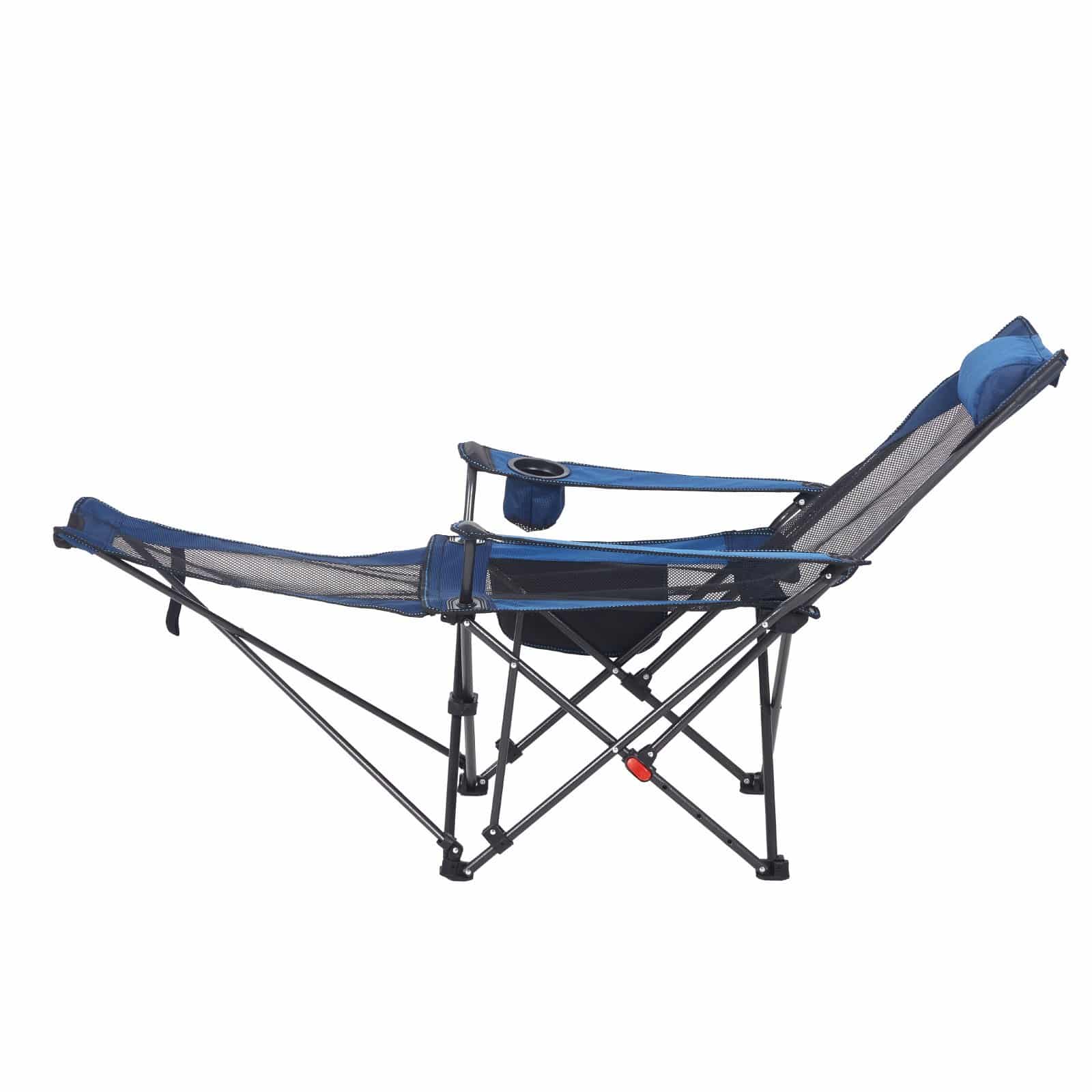 VEVOR Reclining Camping Chair with Footrest, 4-Position Adjustable, Folding Mesh Lounger with Cushion, 100 kg Capacity, Blue — attēls 12
