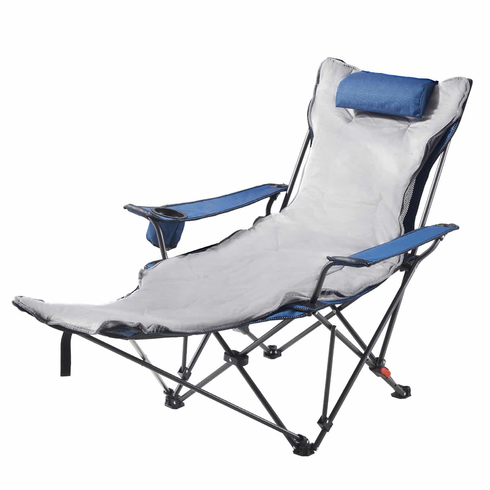 VEVOR Reclining Camping Chair with Footrest, 4-Position Adjustable, Folding Mesh Lounger with Cushion, 100 kg Capacity, Blue — attēls 9