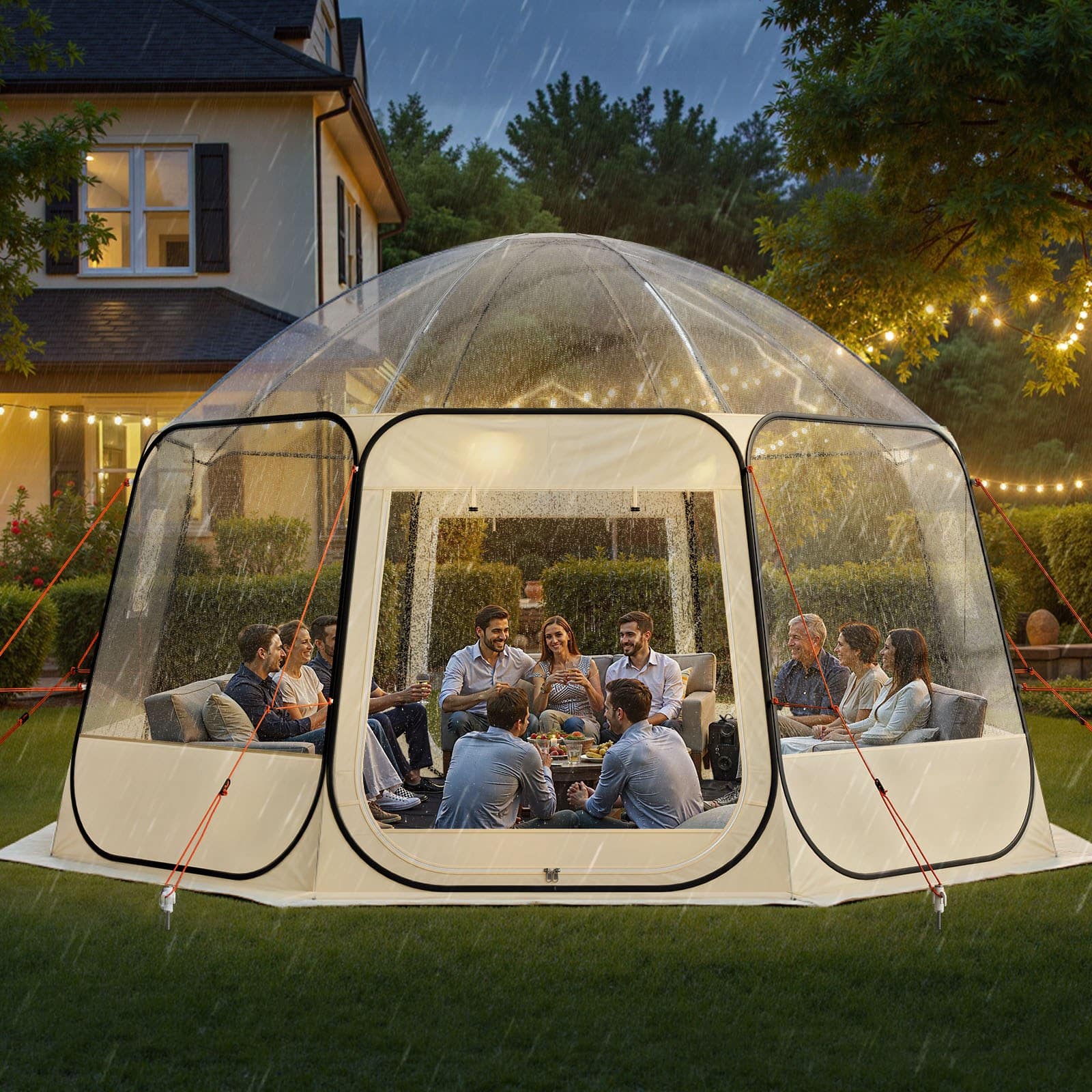 VEVOR Clear Pop-Up Bubble Tent 4.58 x 4.32 m, Waterproof UV-Resistant Dome for 12-15 People, Outdoor Patio Igloo Shelter - Image 8