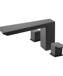 VEVOR 3-Hole Roman Tub Faucet Set, Matte Black Stainless Steel, Dual Handles, Waterfall Design for Bathing & Baby Care